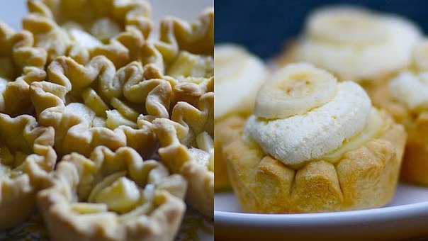 Мини-пирожки с бананом и кремом