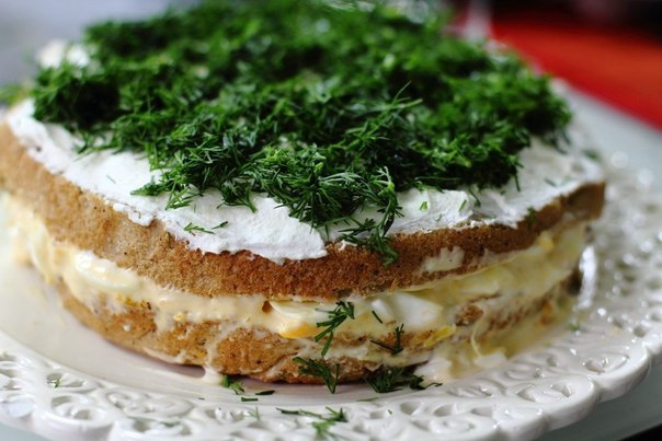 Бутербродный торт с семгой и креветками (Smörgåstårta)
