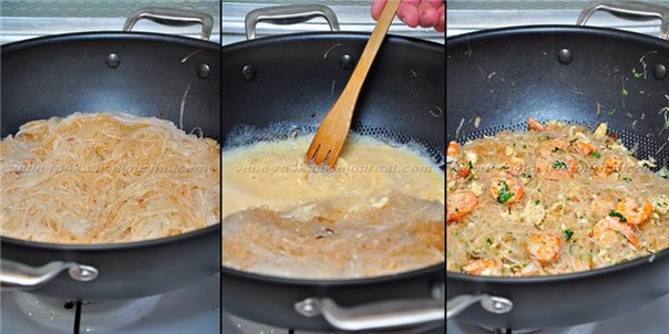 Рисовая лапша с креветками по-тайски